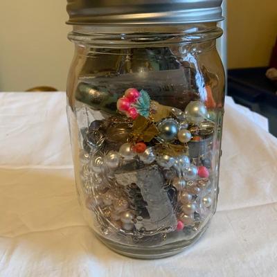 Mystery Pint Jar of Broken Untested Jewelry #1