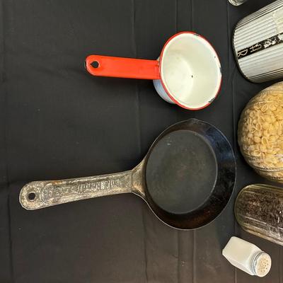 Lot of Vintage and Antique Glass Jars and Skillets