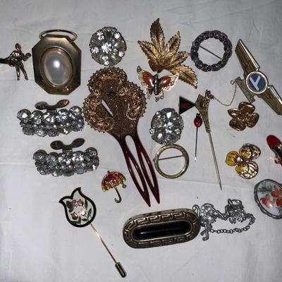 Lot of misc Vintage Brooches and More