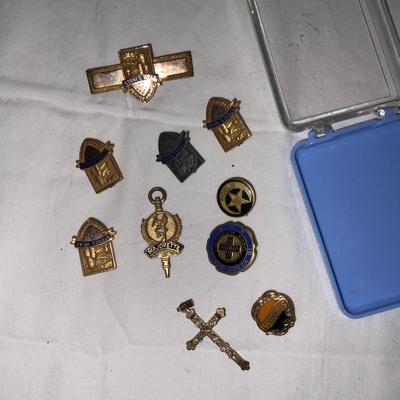 Lot of Misc Gold toned Service Pins and more