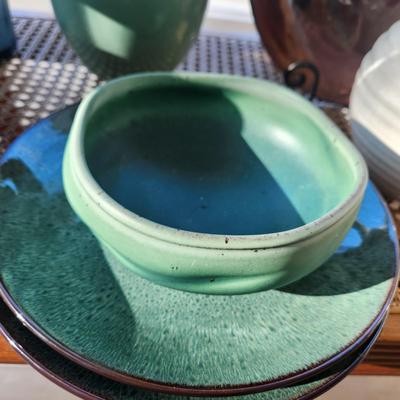 Studio Pottery Art Glass Lot Vase Bowls Plates Ann Weber +++