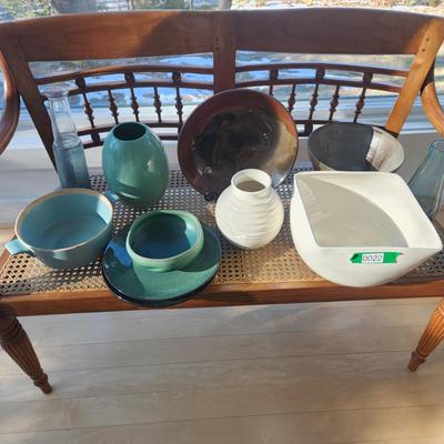 Studio Pottery Art Glass Lot Vase Bowls Plates Ann Weber +++
