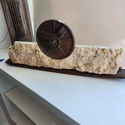 Artist Made Clock Metal Plate / Fossiliferous Limestone Sediment