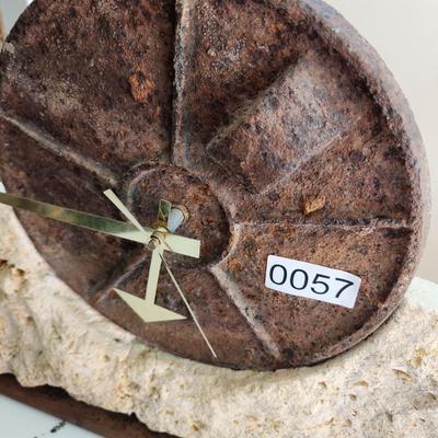 Artist Made Clock Metal Plate / Fossiliferous Limestone Sediment