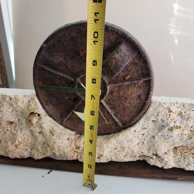 Artist Made Clock Metal Plate / Fossiliferous Limestone Sediment