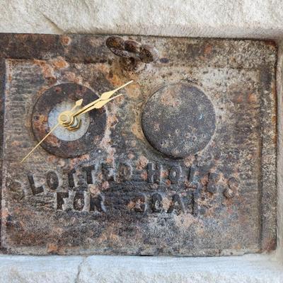 Mix Media Clock Stone Slate Metal Slotted Holes for Coal