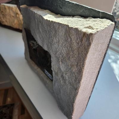 Mix Media Clock Stone Slate Metal Slotted Holes for Coal
