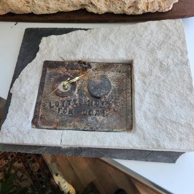Mix Media Clock Stone Slate Metal Slotted Holes for Coal