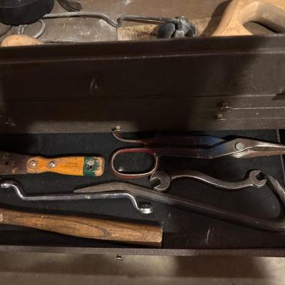 Metal toolbox with a lot of specialty tools
