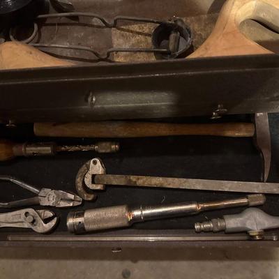 Metal toolbox with a lot of specialty tools