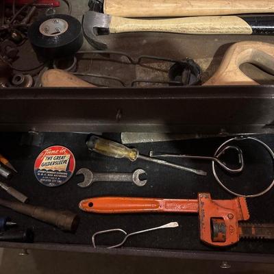 Metal toolbox with a lot of specialty tools