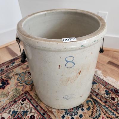 Antique Solid Red Wing Union Stoneware 8 Gallon Crock w Handles