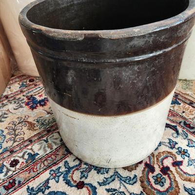 Vintage Brown White 6 Gallon Stoneware Crock