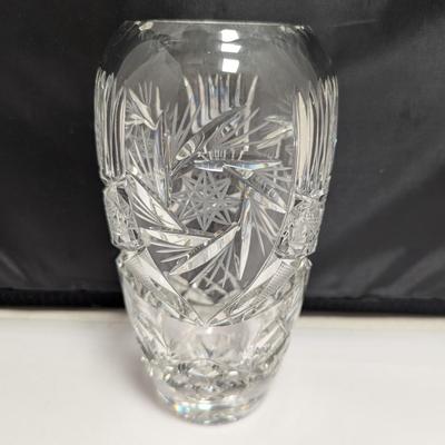 Vintage USSR U.S.S.R Soviet Lead Crystal Vase Cut Pressed Glass Hobstar #12 (DR)