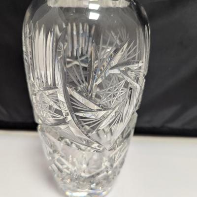 Vintage USSR U.S.S.R Soviet Lead Crystal Vase Cut Pressed Glass Hobstar #12 (DR)