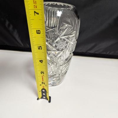 Vintage USSR U.S.S.R Soviet Lead Crystal Vase Cut Pressed Glass Hobstar #12 (DR)