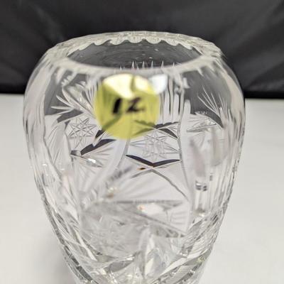Vintage USSR U.S.S.R Soviet Lead Crystal Vase Cut Pressed Glass Hobstar #12 (DR)