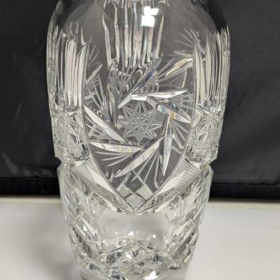 Vintage USSR U.S.S.R Soviet Lead Crystal Vase Cut Pressed Glass Hobstar #12 (DR)