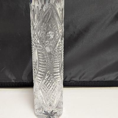 Vintage 9 1/4" Tall USSR U.S.S.R Soviet Lead Crystal Cut Pressed Glass Vase #14 (DR)
