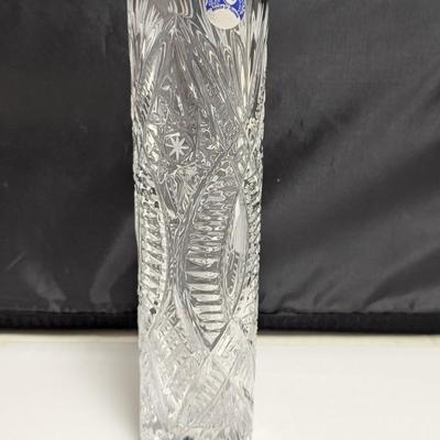 Vintage 9 1/4" Tall USSR U.S.S.R Soviet Lead Crystal Cut Pressed Glass Vase #14 (DR)