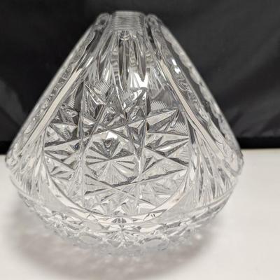 Vintage 8" Tall USSR U.S.S.R Soviet Lead Crystal Cut Pressed Glass Basket #15 (DR)