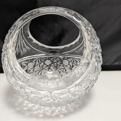 Vintage 8" Tall USSR U.S.S.R Soviet Lead Crystal Cut Pressed Glass Basket #15 (DR)