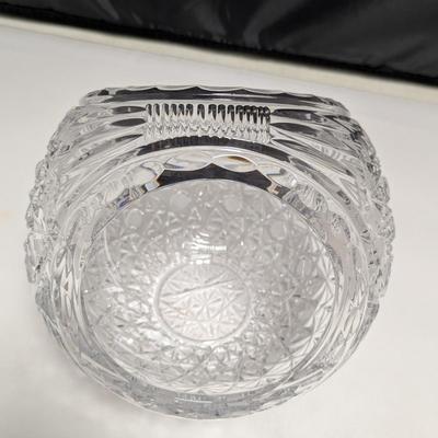 Vintage 8" Tall USSR U.S.S.R Soviet Lead Crystal Cut Pressed Glass Basket #15 (DR)