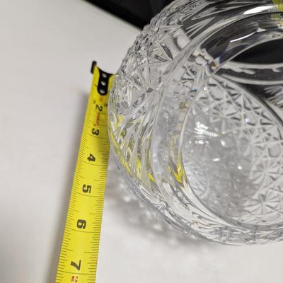 Vintage 8" Tall USSR U.S.S.R Soviet Lead Crystal Cut Pressed Glass Basket #15 (DR)
