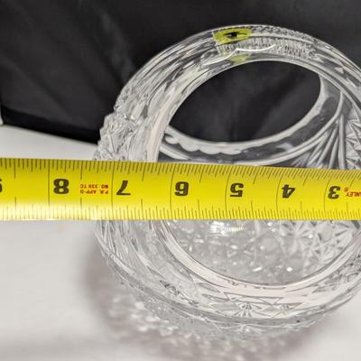 Vintage 8" Tall USSR U.S.S.R Soviet Lead Crystal Cut Pressed Glass Basket #15 (DR)