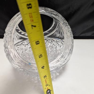 Vintage 8" Tall USSR U.S.S.R Soviet Lead Crystal Cut Pressed Glass Basket #15 (DR)