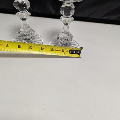 Vintage 8" Tall USSR U.S.S.R Soviet Russian Gusev Crystal Taper Candlesticks #16 (DR)