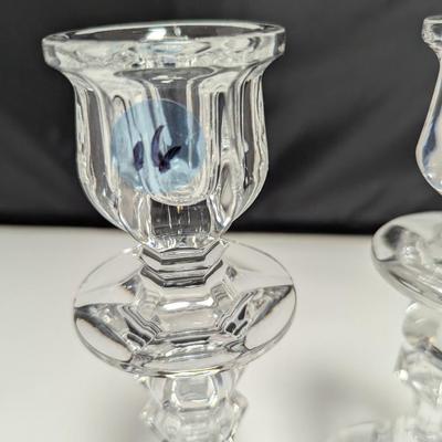 Vintage 8" Tall USSR U.S.S.R Soviet Russian Gusev Crystal Taper Candlesticks #16 (DR)