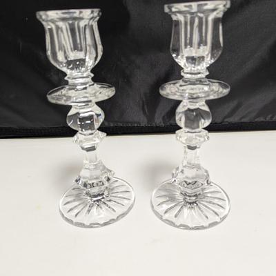 Vintage 8" Tall USSR U.S.S.R Soviet Russian Gusev Crystal Taper Candlesticks #16 (DR)
