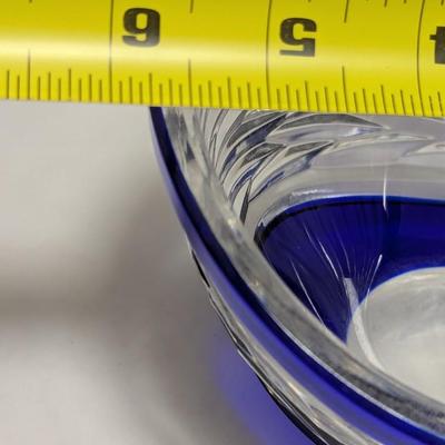 Vintage Blue Caesar Crystal Glass Poem Bowl Bohemian Czech Art #17 (DR)