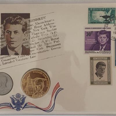 John F. Kennedy commemorative cover with coin