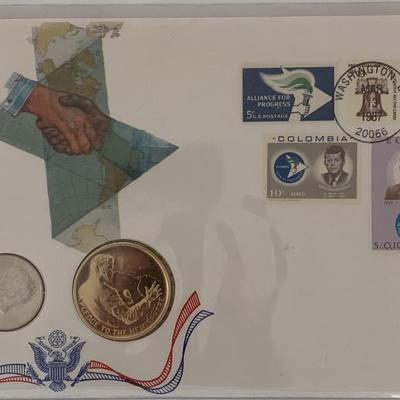 John F. Kennedy commemorative cover with coin