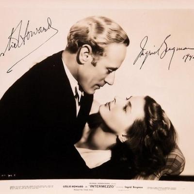 Leslie Howard and Ingrid Bergman signed promo photo 