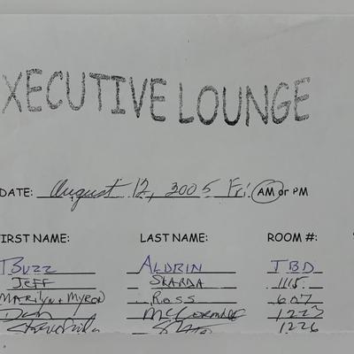 Buzz Aldrin signed registration form