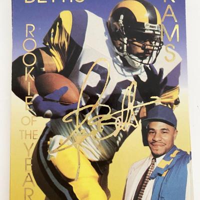 Jerome Bettis Rams Rookie of the Year NFL Facsimile Signed Football Card