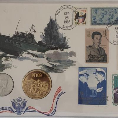 John F. Kennedy commemorative cover with coin