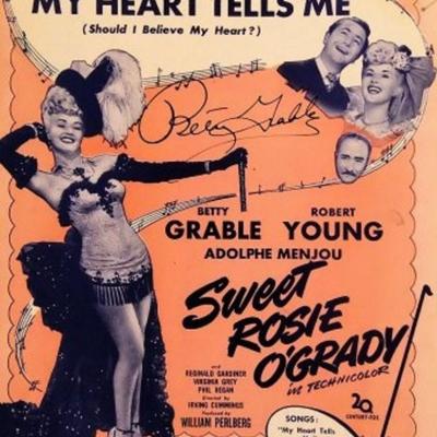 Betty Grable signed sheet music