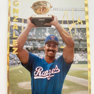 Juan Gonzalez Texas Rangers Facsimile Signed Baseball Card