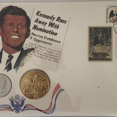 John F. Kennedy commemorative cover with coin