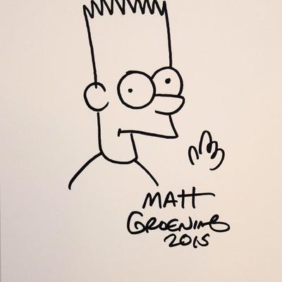 Bart Simpson drawn and signed sketch 