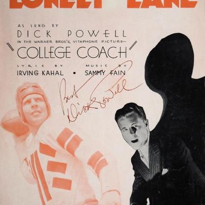 Dick Powell signed sheet music 