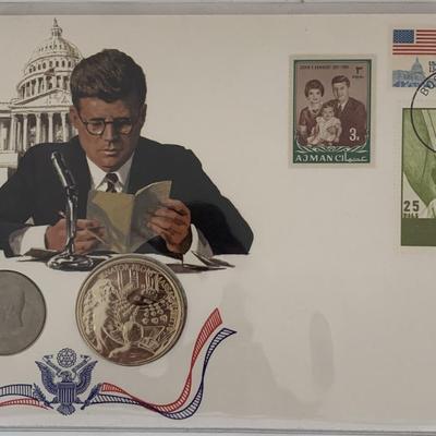 John F. Kennedy commemorative cover with coin