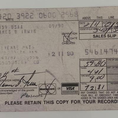 Astronaut James Irwin signed receipt