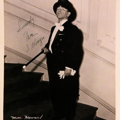 Moe Howard signed portrait photo 