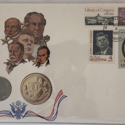 John F. Kennedy commemorative cover with coin