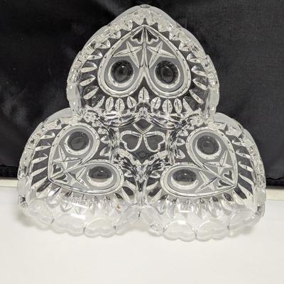 Hofbauer Byrdes Crystal Clear Bird Tricorne 3-Section Relish Dish #30 (DR)